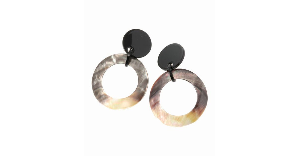 Boucles d'oreilles clips créoles nacre MARION GODART - Boucles-Oreilles